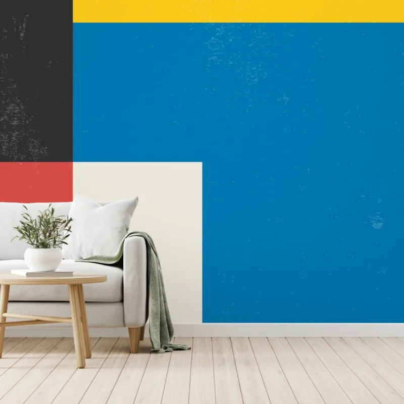 Carta da parati composizione geometrica a blocchi di colore con effetto grunge