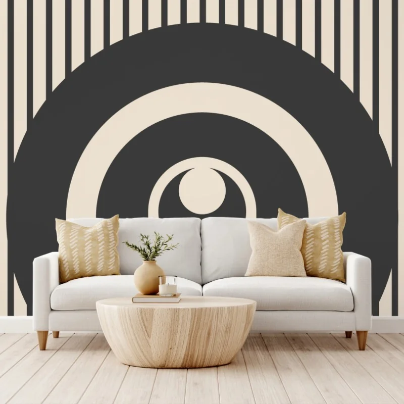 Carta da parati simmetria geometrica con cerchi concentrici