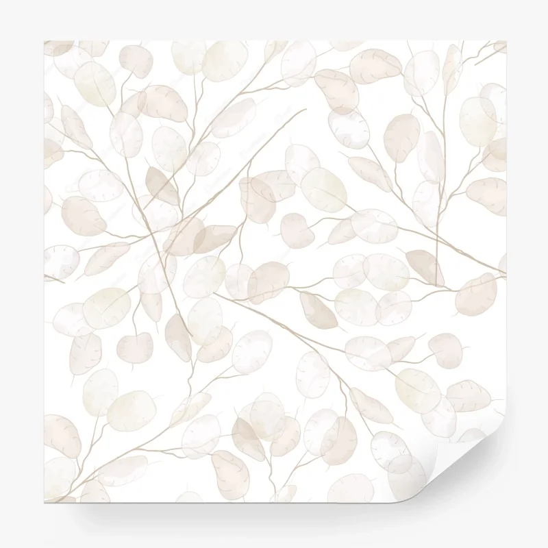 Carta da parati motivo botanico di lunaria in acquerello