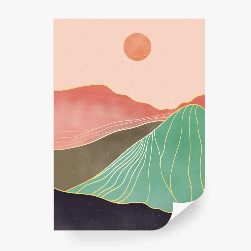 Carta da parati paesaggio montano astratto in toni pastello