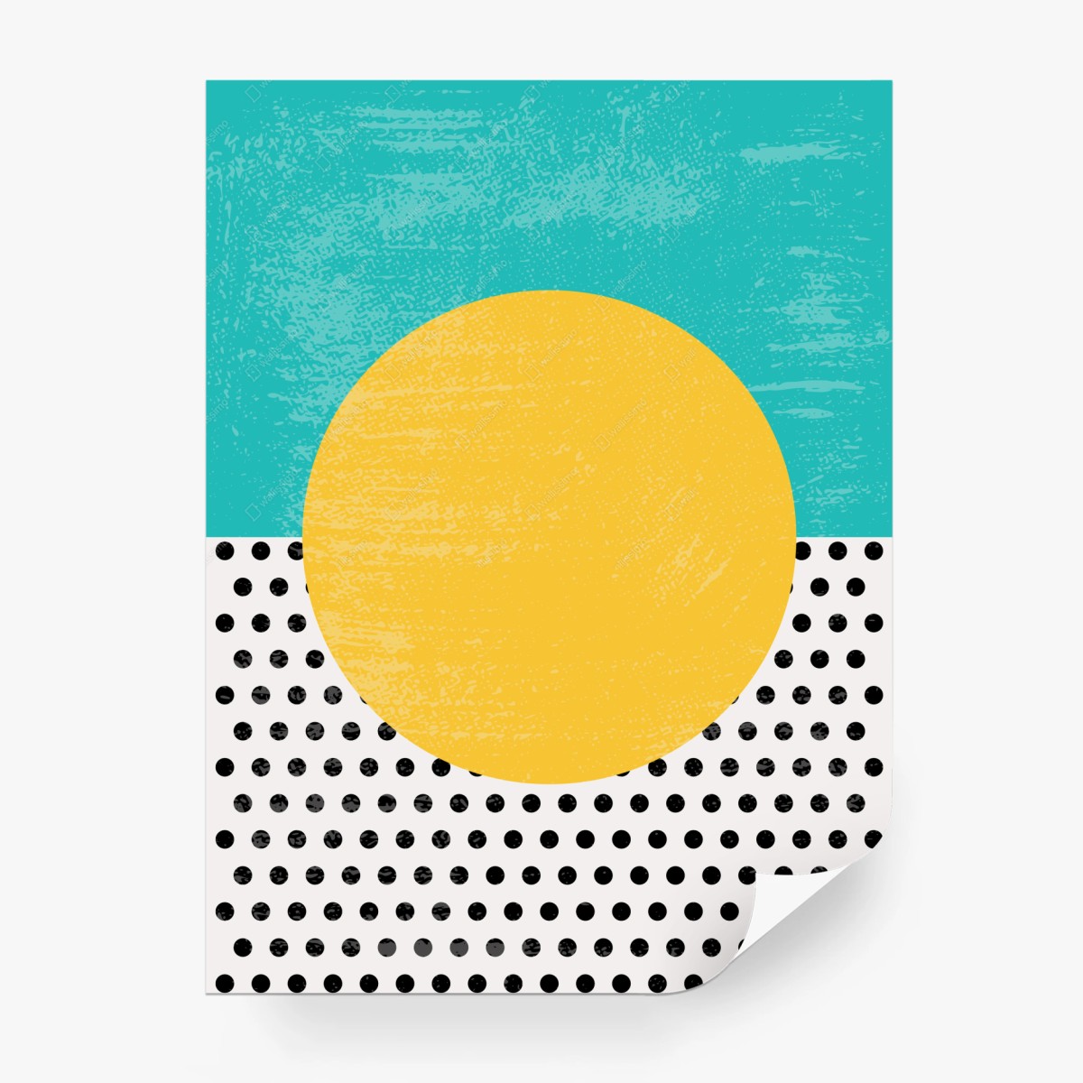 Carta da parati composizione astratta con cerchio giallo e pois • Wallissimo® Carta da parati composizione astratta con cerchio giallo e pois • Wallissimo®