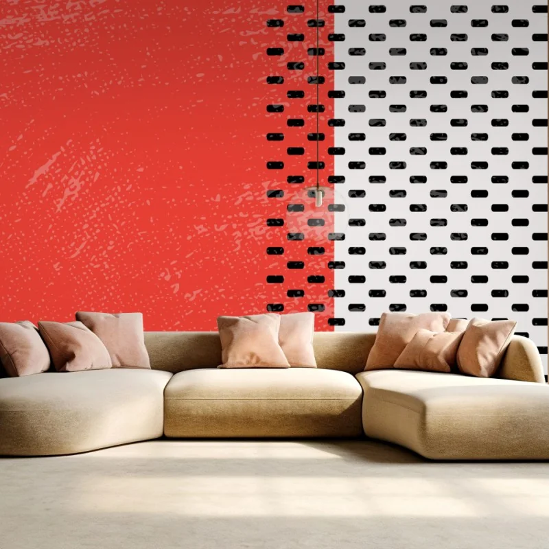 Carta da parati composizione astratta rosso e bianco con reticolo • Wallissimo® Carta da parati composizione astratta rosso e bianco con reticolo • Wallissimo®