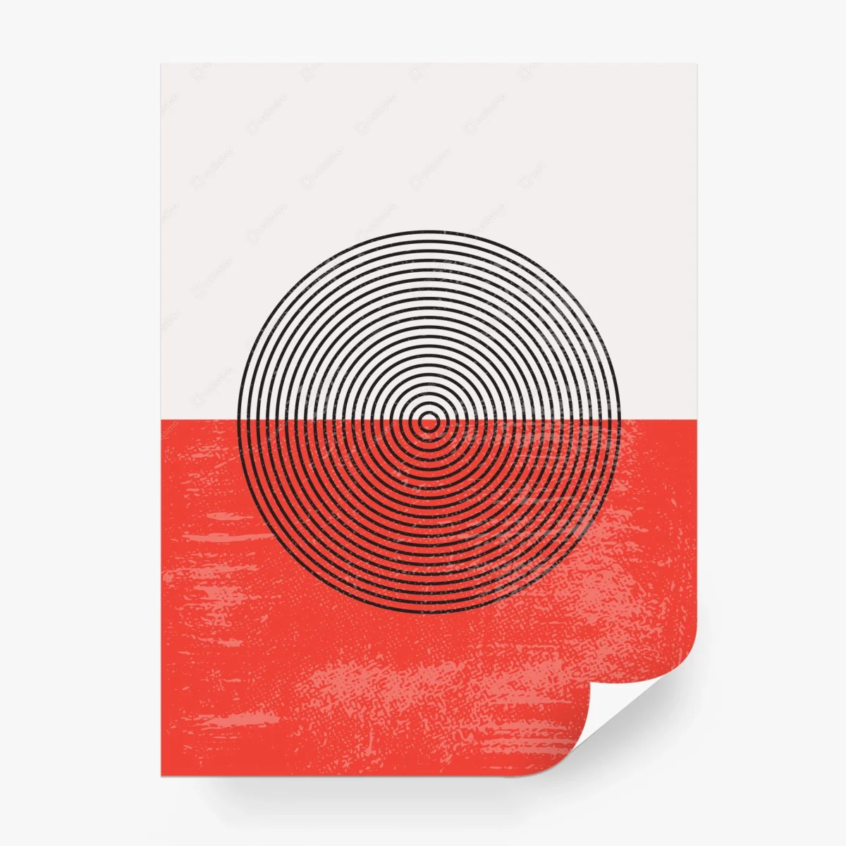 Carta da parati cerchi concentrici su fondo rosso e bianco • Wallissimo® Carta da parati cerchi concentrici su fondo rosso e bianco • Wallissimo®