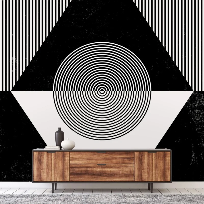 Carta da parati arte geometrica minimal in bianco e nero • Wallissimo® Carta da parati arte geometrica minimal in bianco e nero • Wallissimo®