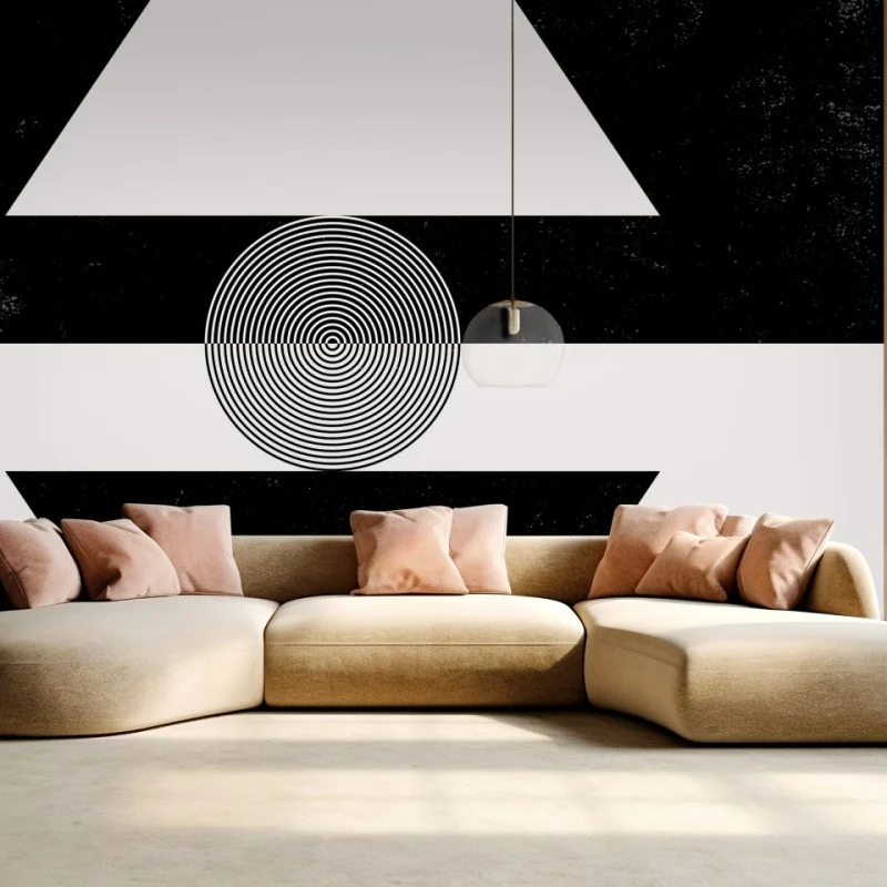 Carta da parati equilibrio geometrico in bianco e nero