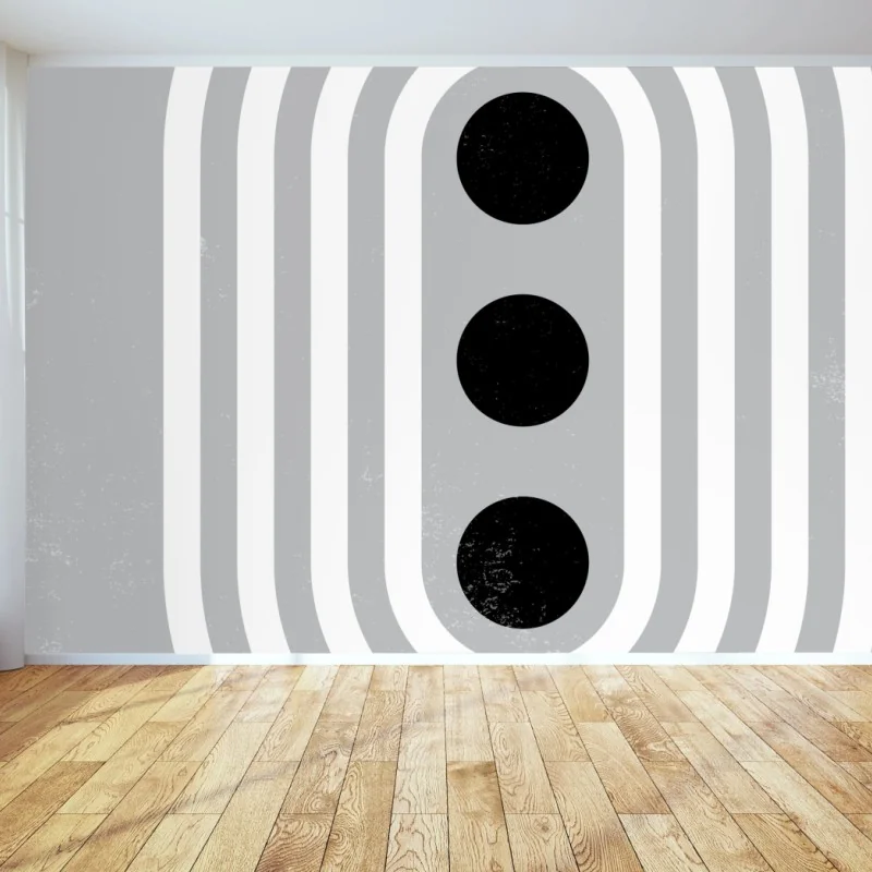 Carta da parati archi concentrici e punti neri