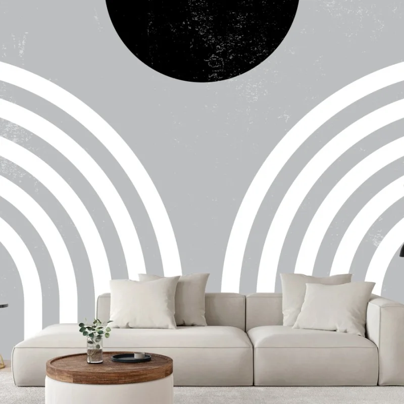 Carta da parati riflessi geometrici in scala di grigi