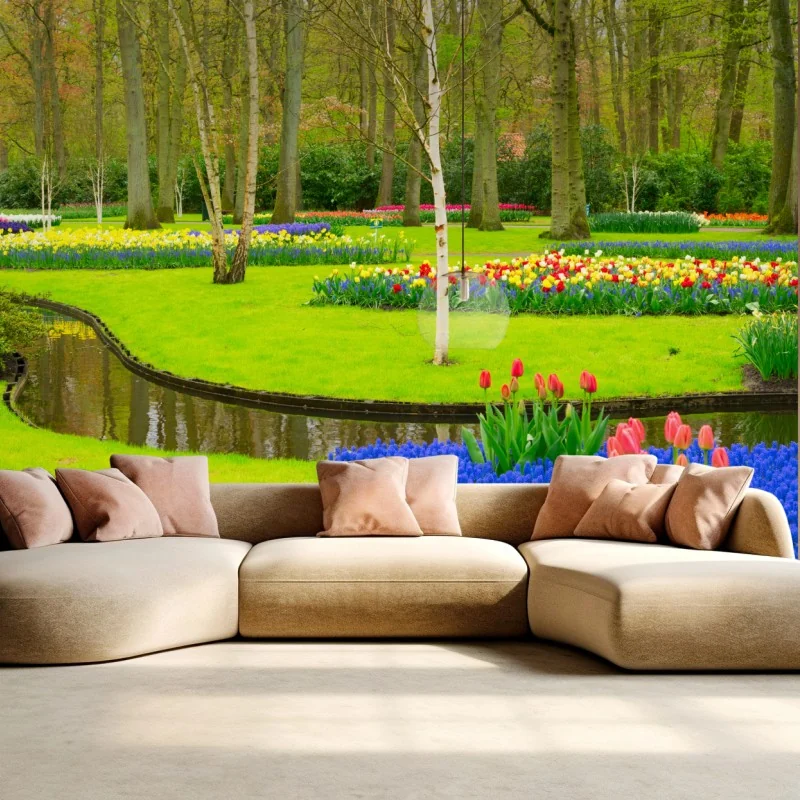 Carta da parati giardino primaverile fiorito