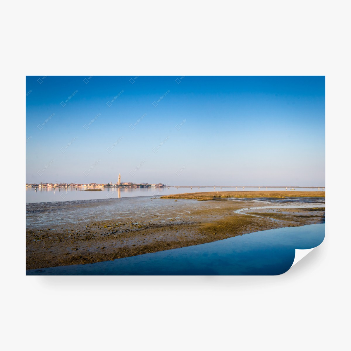 Carta da parati laguna tranquilla con campanile all'orizzonte • Wallissimo® Carta da parati laguna tranquilla con campanile all'orizzonte • Wallissimo®