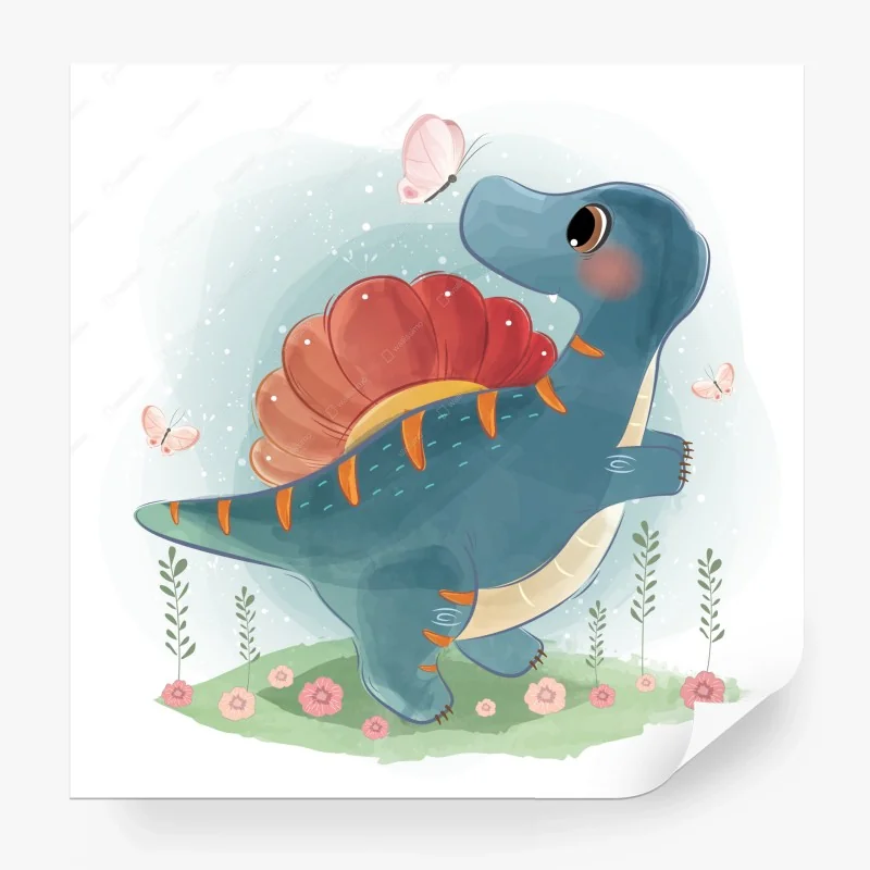 Carta da parati dinosauro sorridente nel prato • Wallissimo® Carta da parati dinosauro sorridente nel prato • Wallissimo®