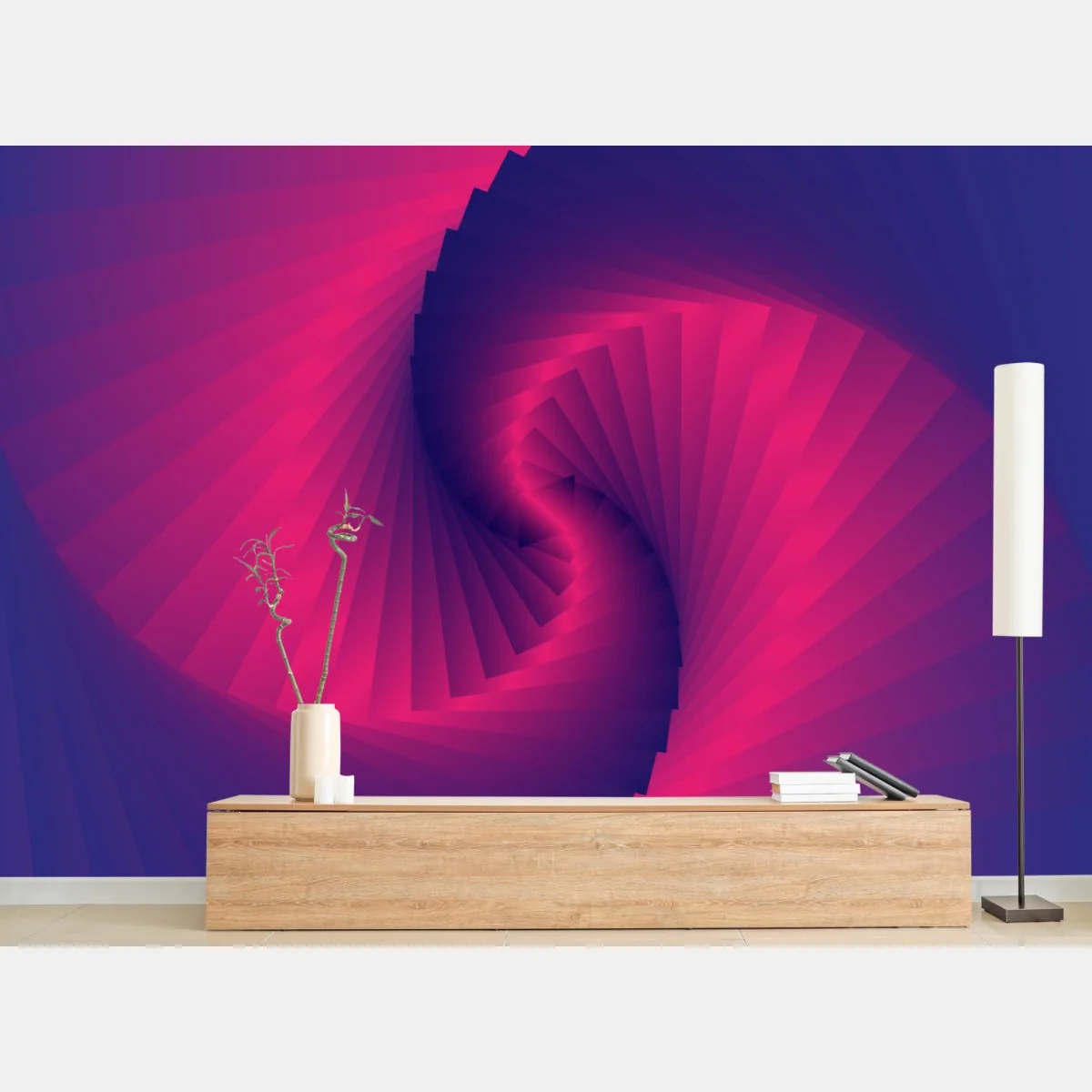 Carta da parati spirale di luce rosa e viola • Wallissimo® Carta da parati spirale di luce rosa e viola • Wallissimo®
