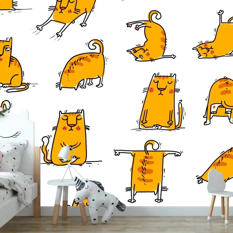 Carta da parati gatti arancioni in pose buffe