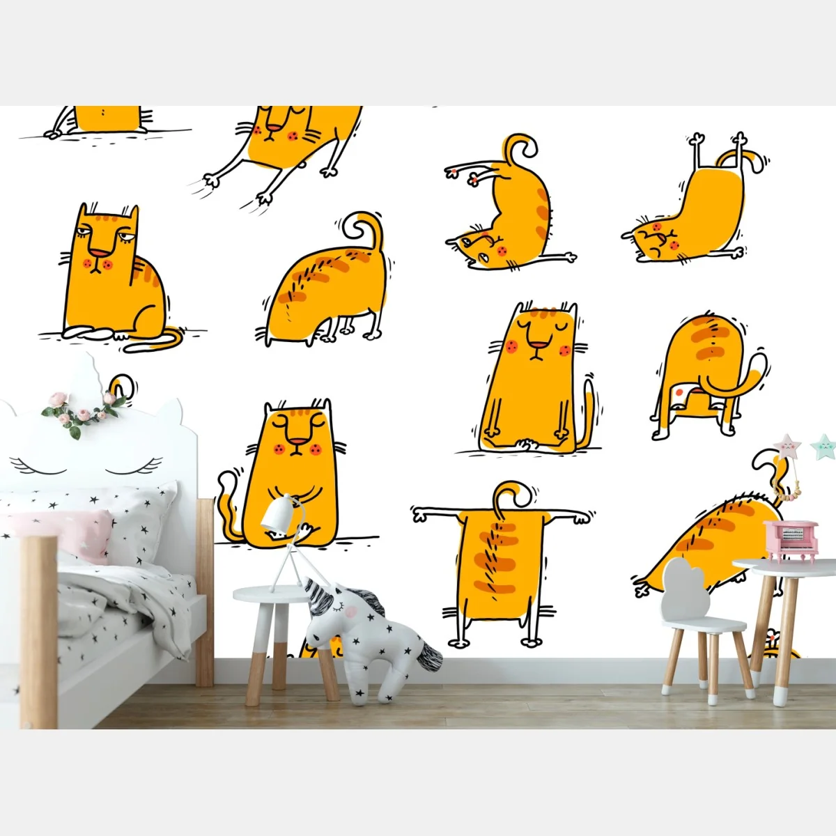 Carta da parati gatti arancioni in pose buffe • Wallissimo® Carta da parati gatti arancioni in pose buffe • Wallissimo®