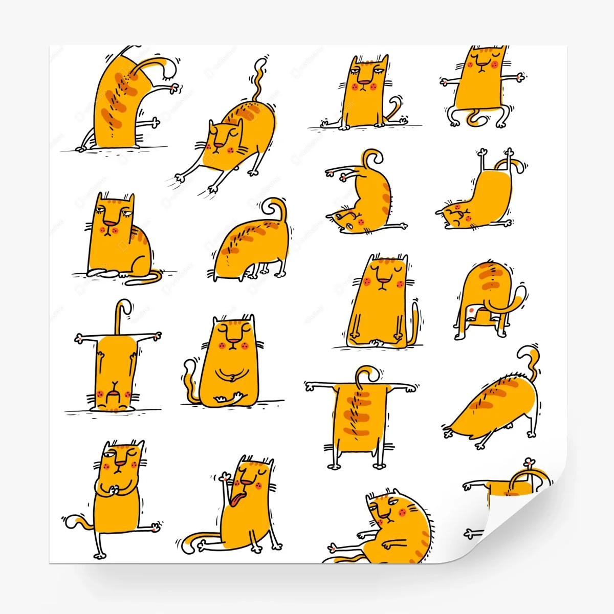 Carta da parati gatti arancioni in pose buffe • Wallissimo® Carta da parati gatti arancioni in pose buffe • Wallissimo®