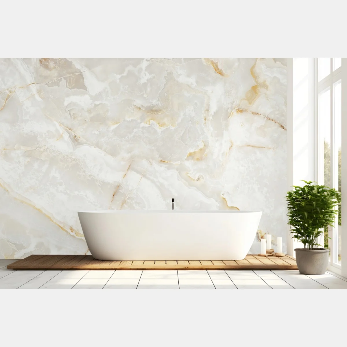 Carta da parati marmo bianco con venature dorate • Wallissimo® Carta da parati marmo bianco con venature dorate • Wallissimo®