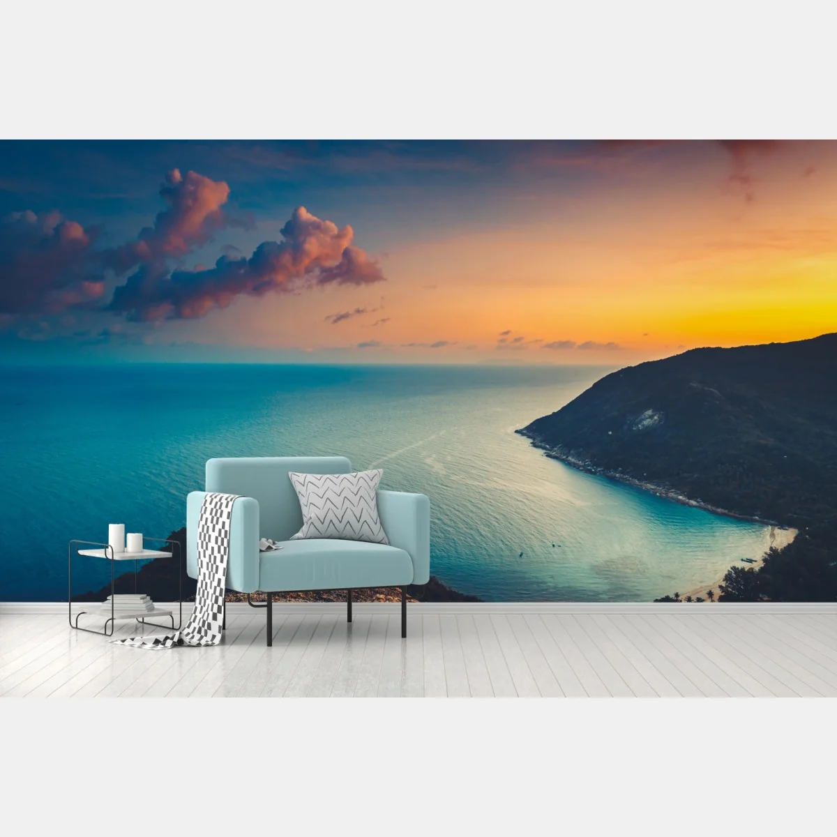 Carta da parati tramonto sulla baia tropicale • Wallissimo® Carta da parati tramonto sulla baia tropicale • Wallissimo®