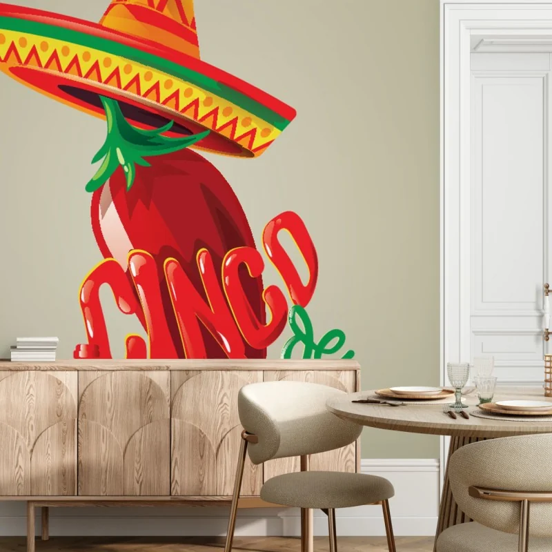 Carta da parati peperoncino in festa messicana