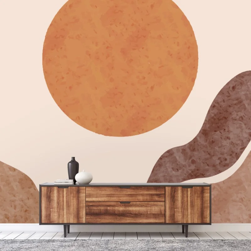 Carta da parati tramonto minimalista in toni terra