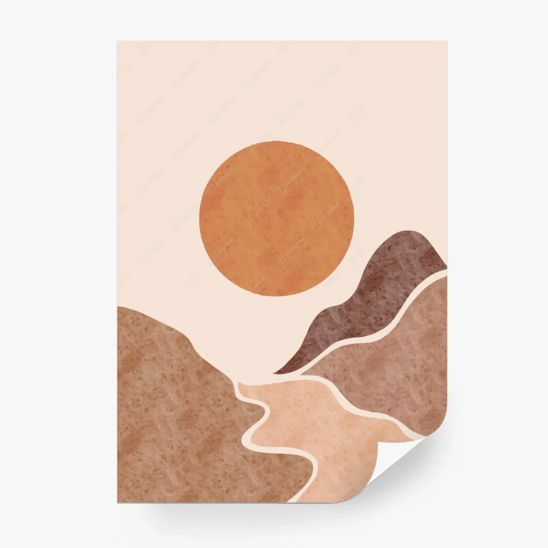 Carta da parati tramonto minimalista in toni terra