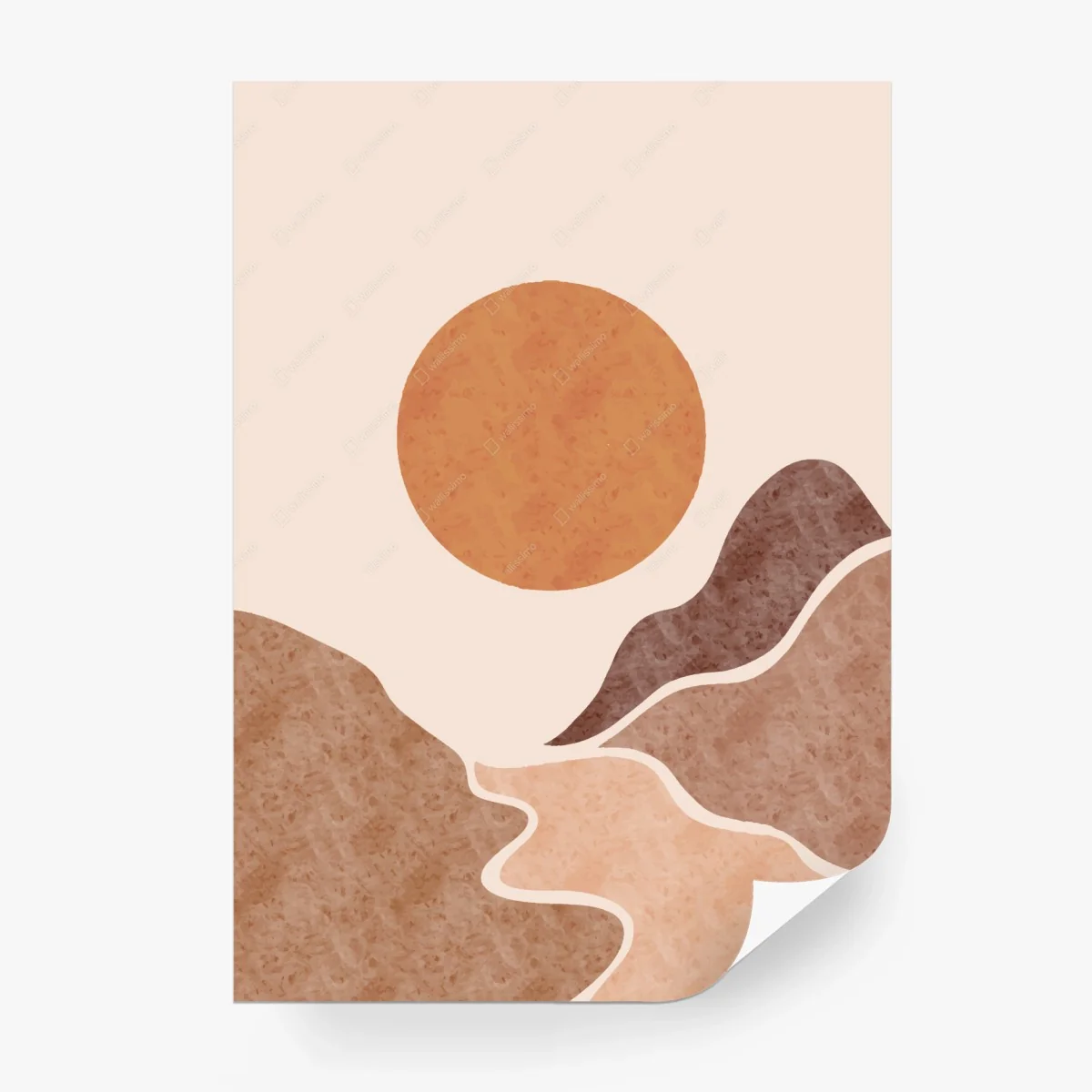 Carta da parati tramonto minimalista in toni terra • Wallissimo®