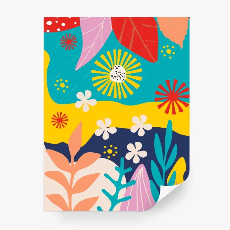 Carta da parati paesaggio floreale astratto dai colori vivaci