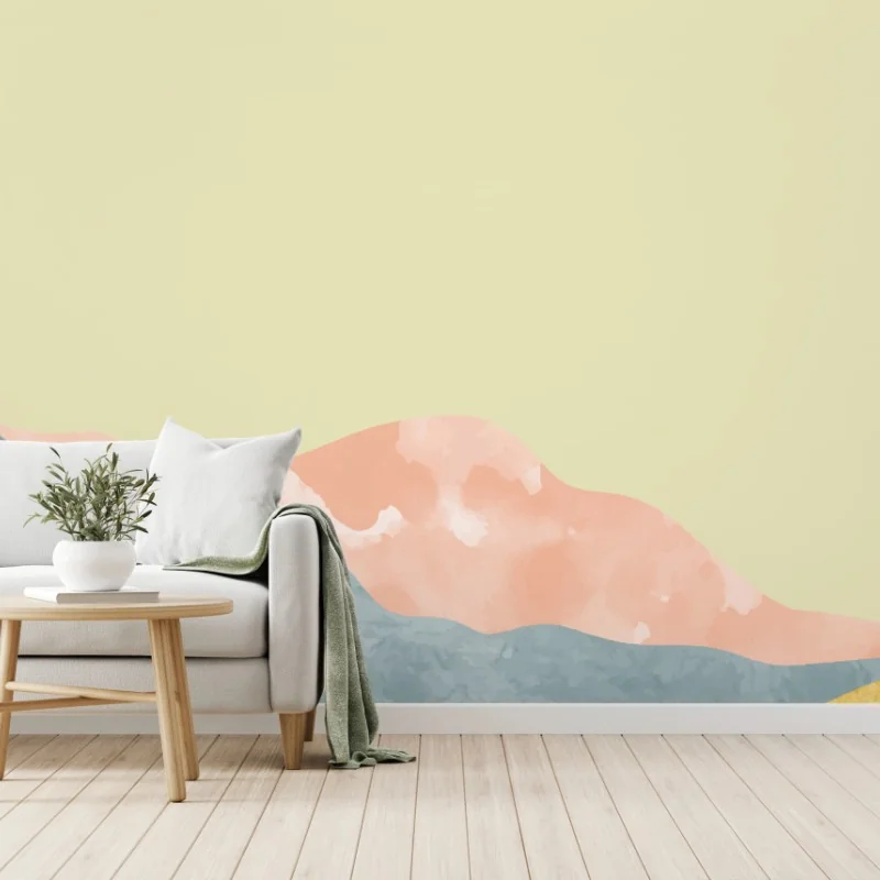 Carta da parati paesaggio di montagne astratto dai toni pastello