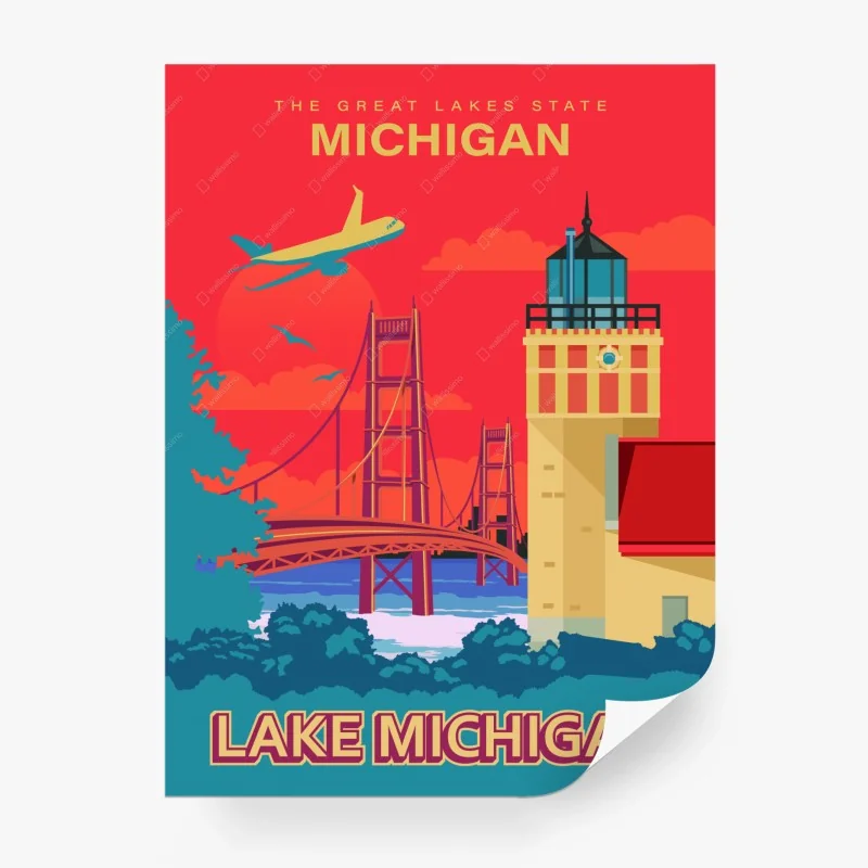 Carta da parati tramonto retrò sul Lake Michigan