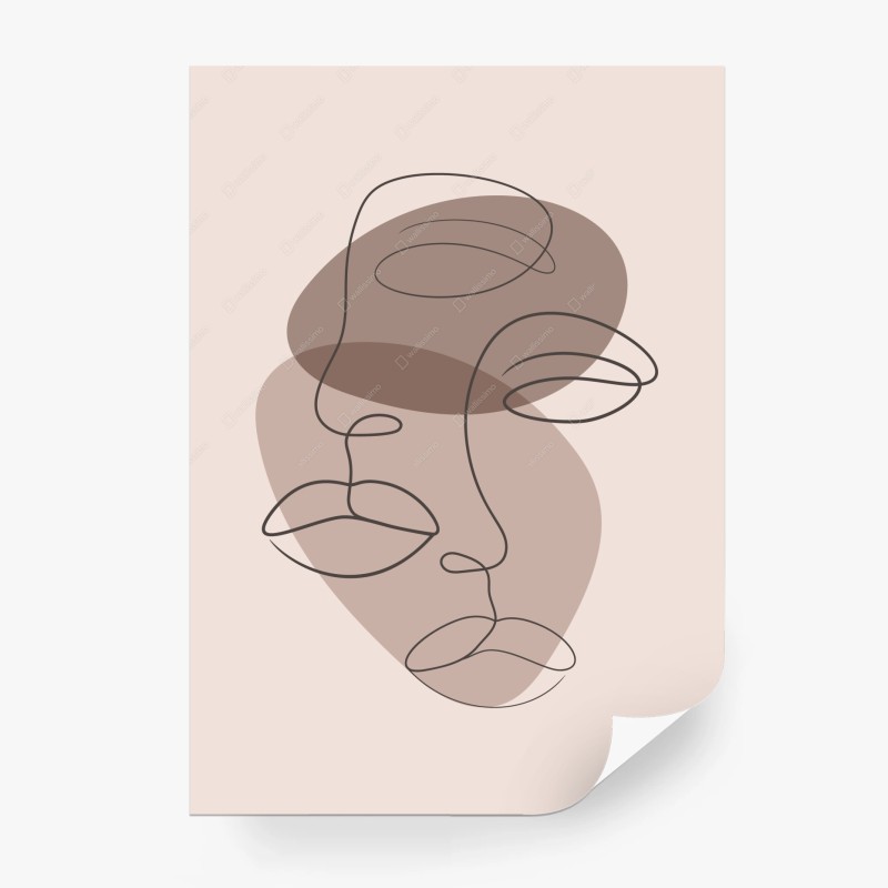 Carta da parati volti minimalisti a linee continue