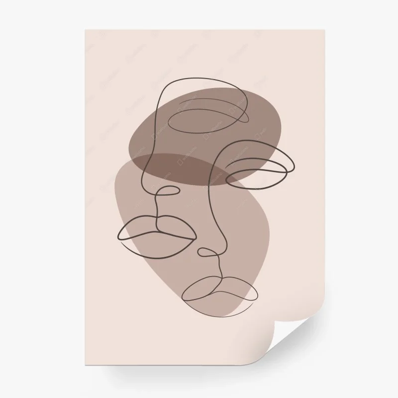 Carta da parati volti minimalisti a linee continue