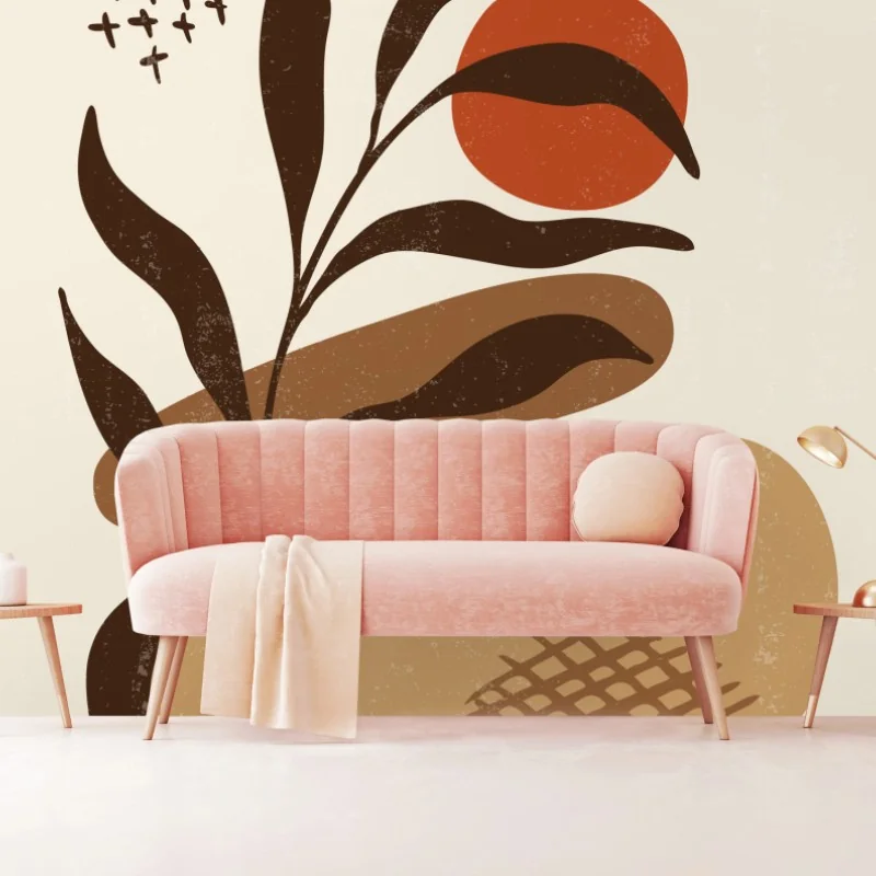 Carta da parati arte botanica boho minimalista