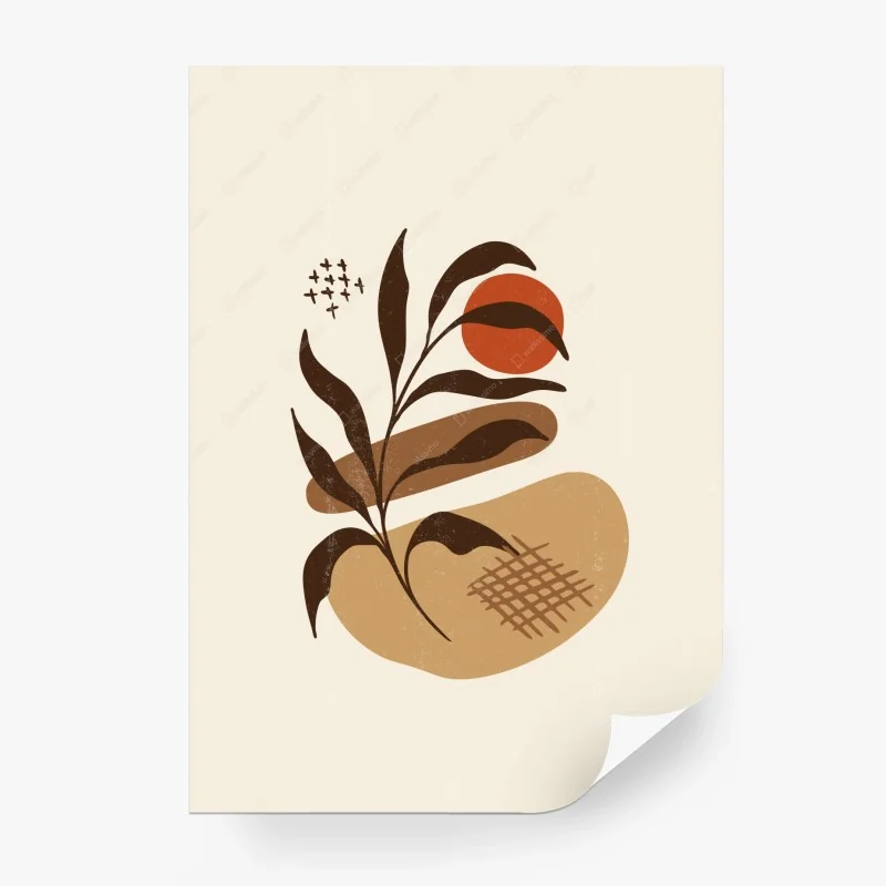 Carta da parati arte botanica boho minimalista