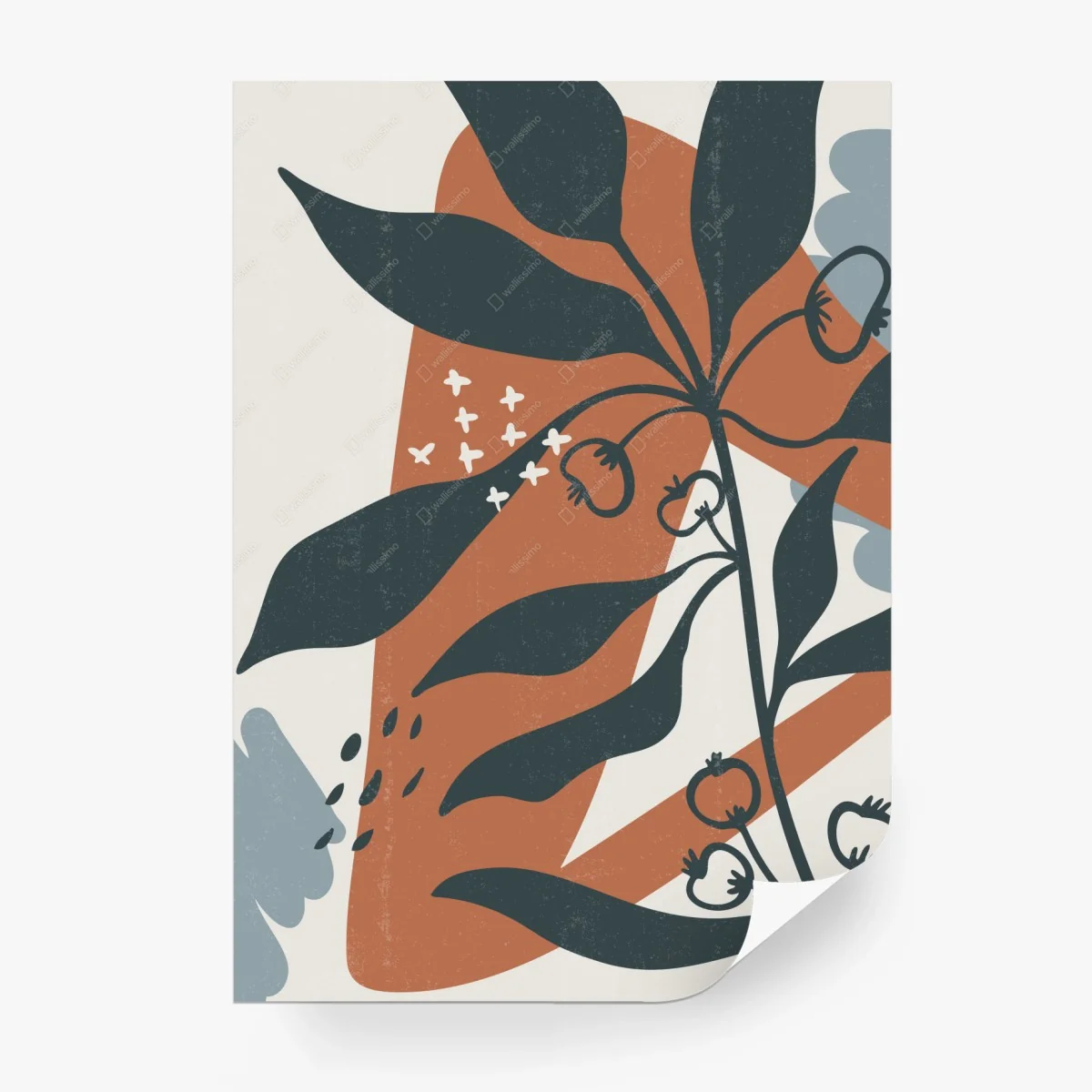 Carta da parati stampa botanica boho minimalista in toni terrosi • Wallissimo® Carta da parati stampa botanica boho minimalista in toni terrosi • Wallissimo®