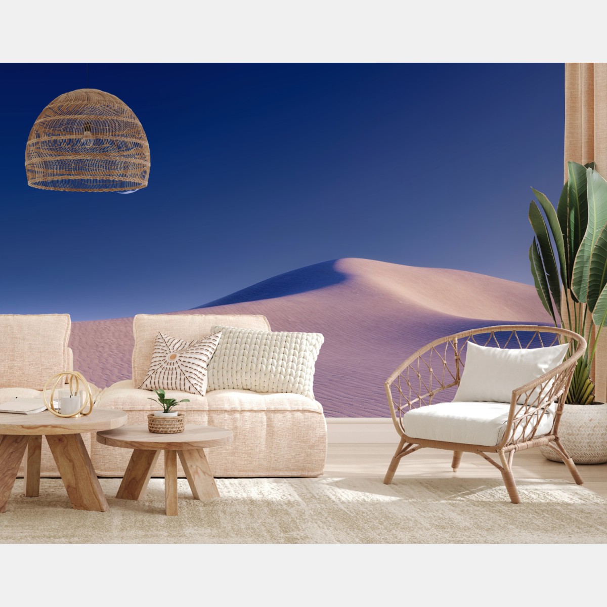 Carta da parati dune minimaliste sotto la mezzaluna • Wallissimo®