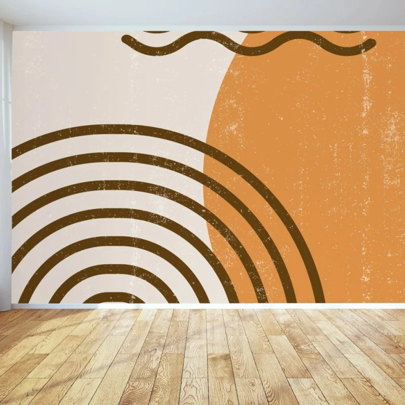 Carta da parati boho minimalista sole e archi geometrici