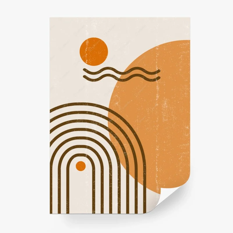 Carta da parati boho minimalista sole e archi geometrici