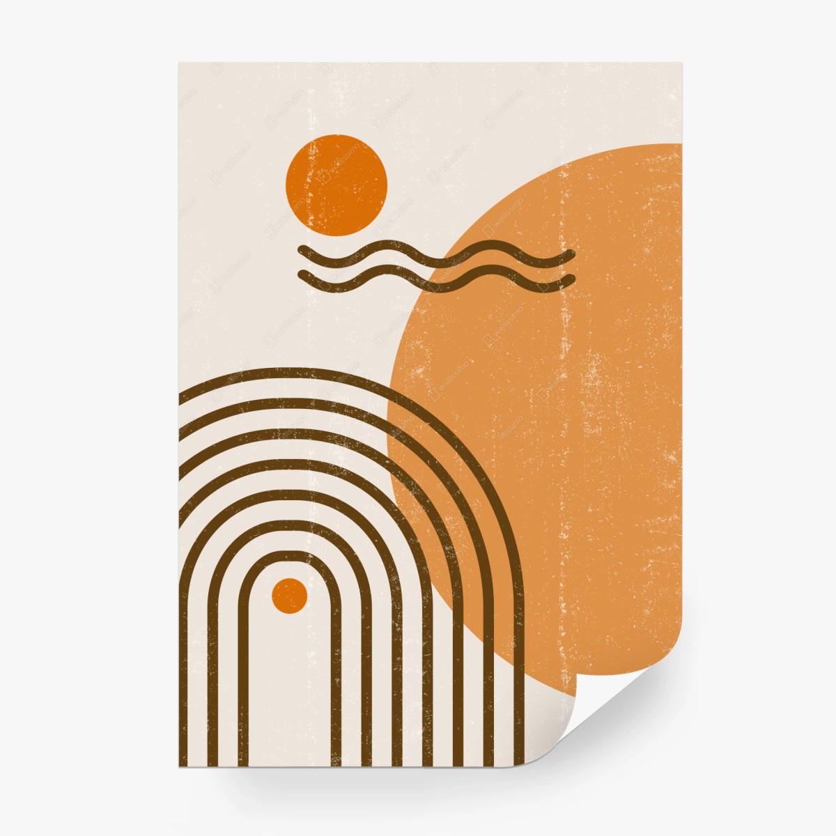 Carta da parati boho minimalista sole e archi geometrici • Wallissimo®