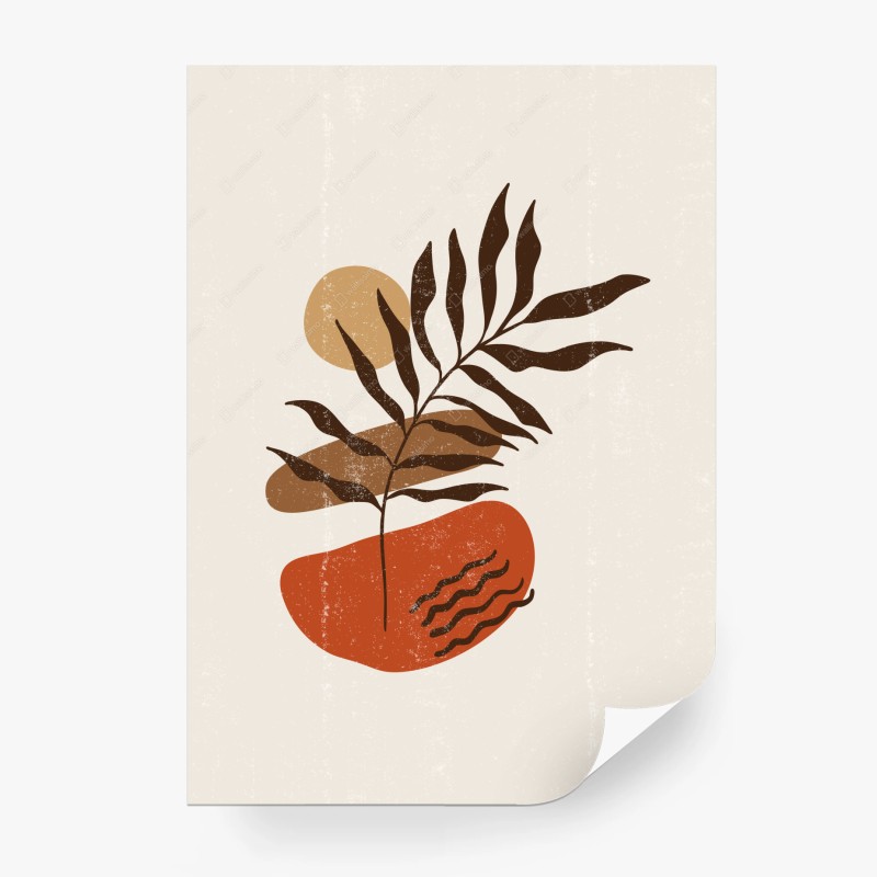 Carta da parati composizione botanica minimalista in toni terra