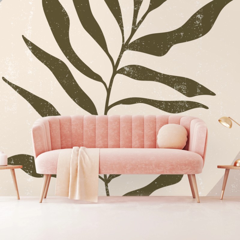 Carta da parati arte botanica minimalista in stile boho