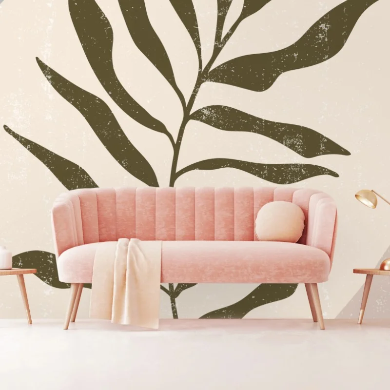 Carta da parati arte botanica minimalista in stile boho