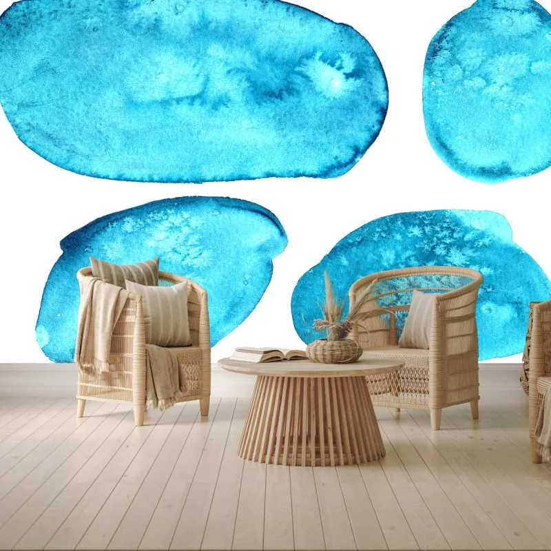 Carta da parati composizione di macchie d'acquerello turchese