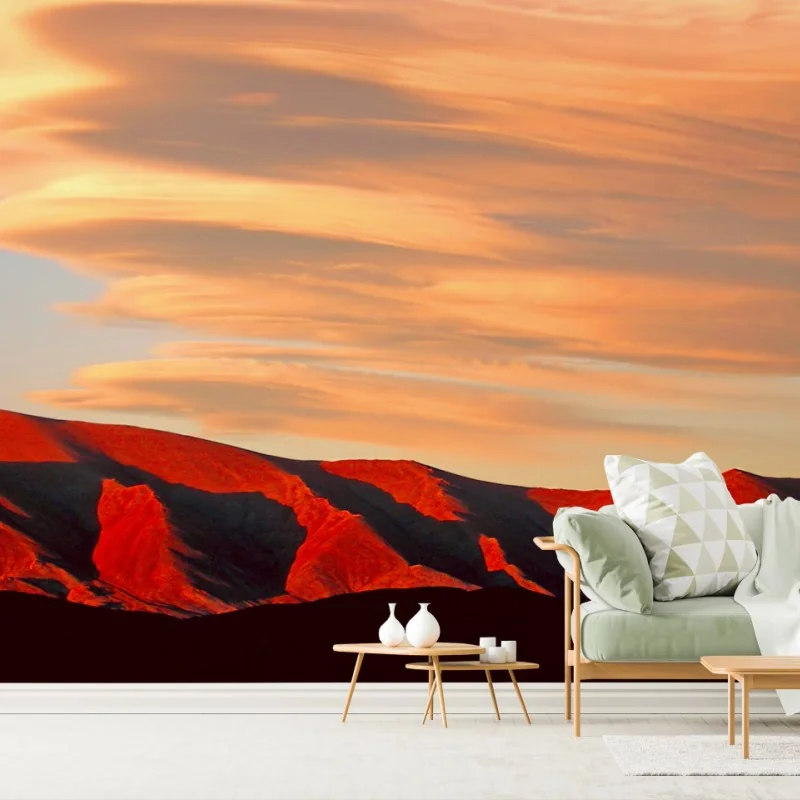 Carta da parati tramonto dorato sulle montagne