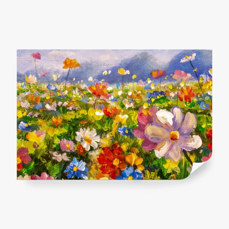 Carta da parati prato fiorito in stile impressionista