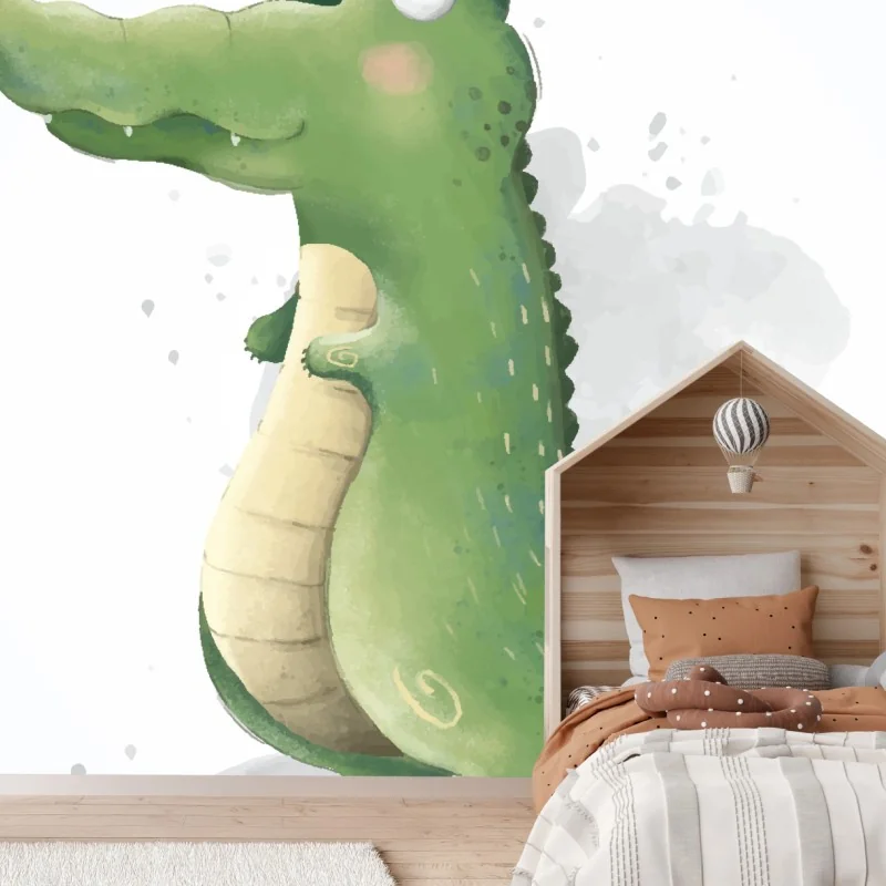 Carta da parati coccodrillo acquerellato dal tocco fiabesco