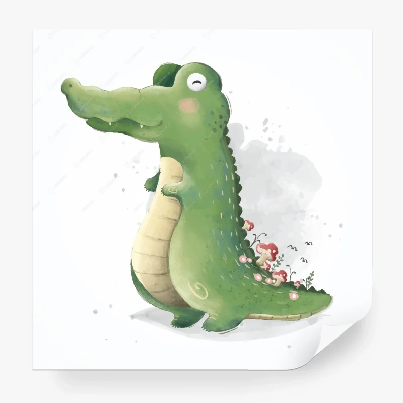 Carta da parati coccodrillo acquerellato dal tocco fiabesco