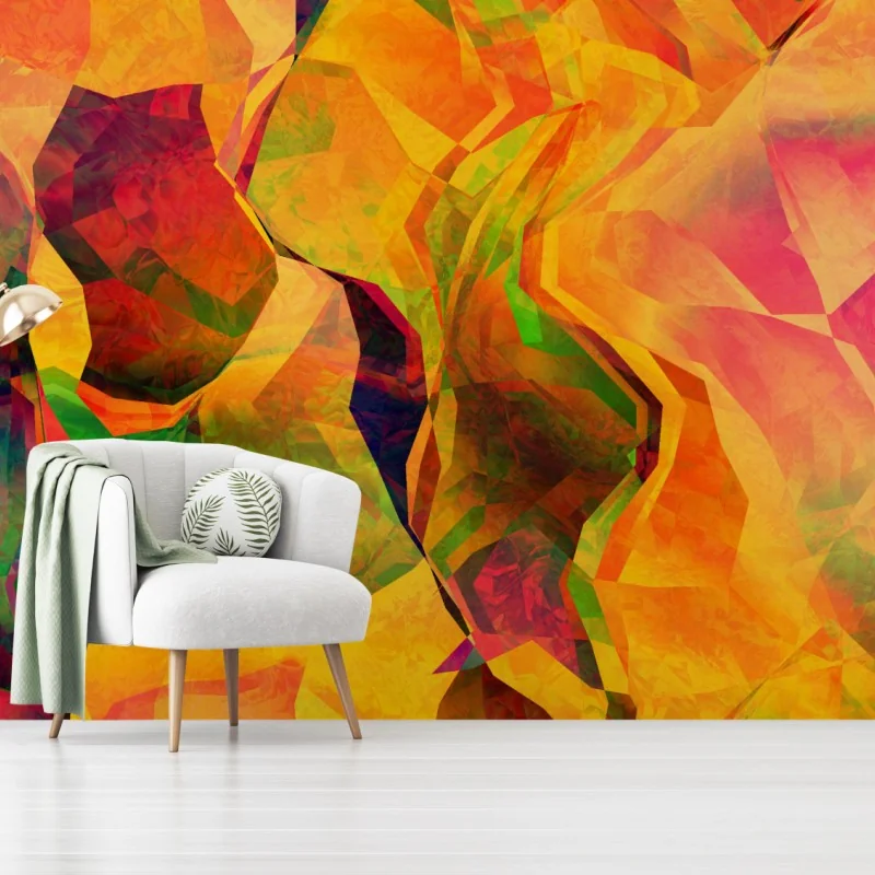 Carta da parati mosaico astratto dai toni caldi