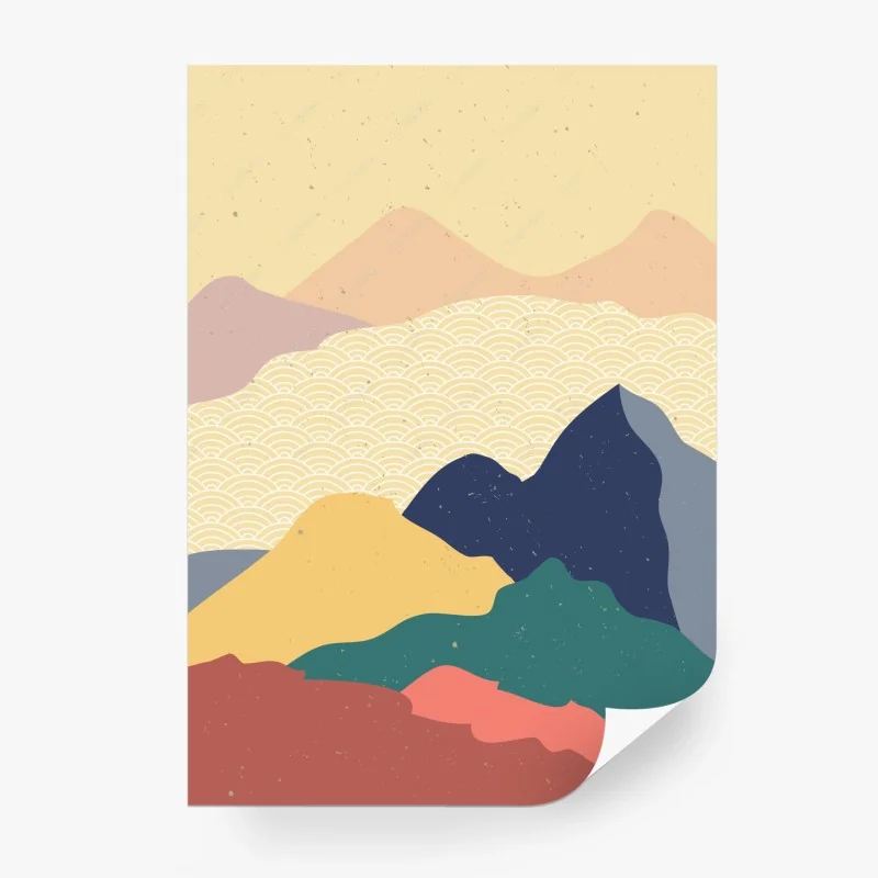 Carta da parati paesaggio montano astratto in stile giapponese