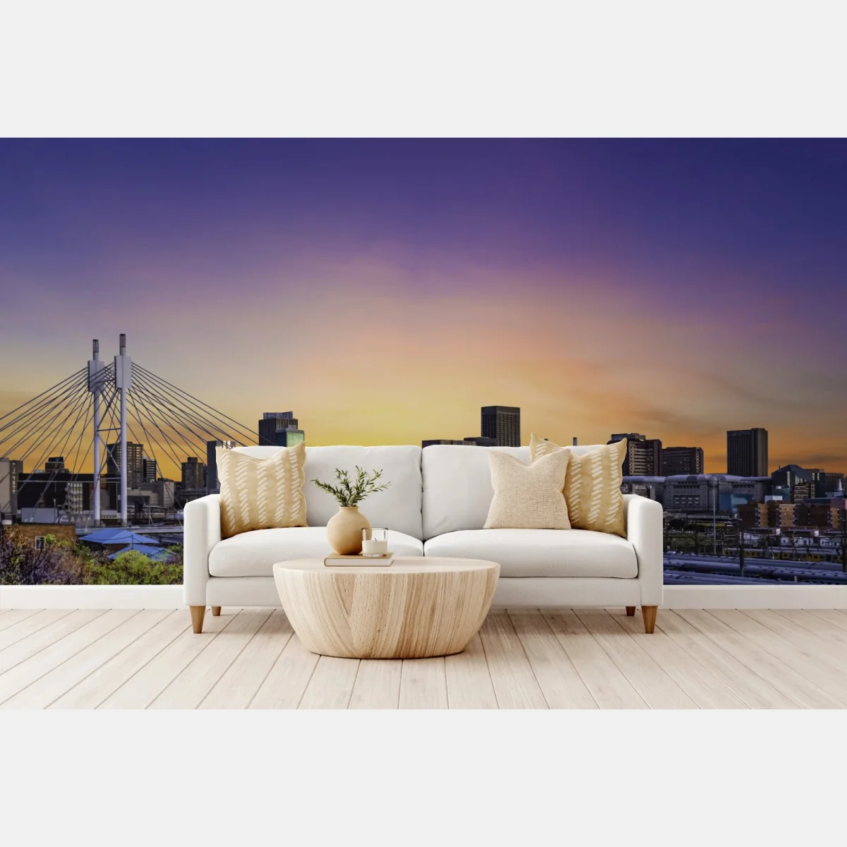 Carta da parati tramonto sul ponte Nelson Mandela e skyline di Johannesburg • Wallissimo® Carta da parati tramonto sul ponte Nelson Mandela e skyline di Johannesburg • Wallissimo®