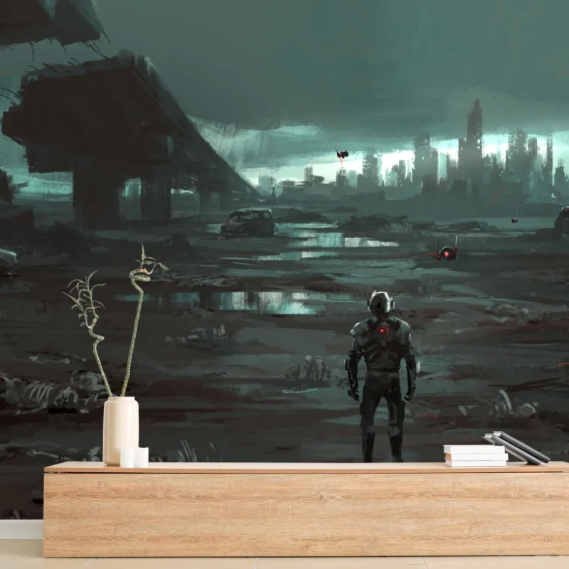 Carta da parati ritorno degli umani sulla terra distrutta