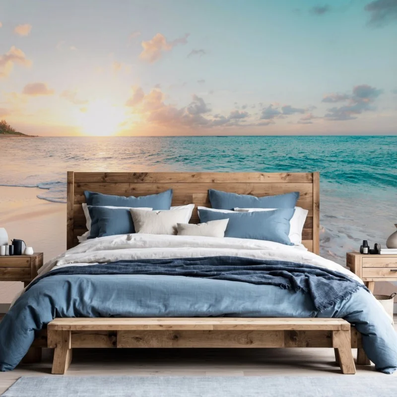 Carta da parati tramonto dorato sulla spiaggia tropicale