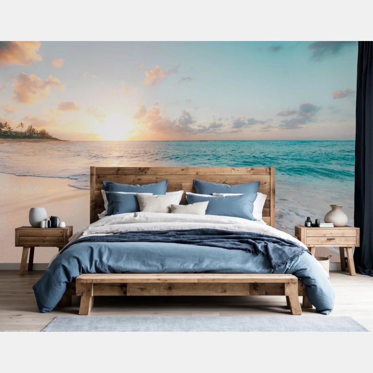 Carta da parati tramonto dorato sulla spiaggia tropicale • Wallissimo® Carta da parati tramonto dorato sulla spiaggia tropicale • Wallissimo®